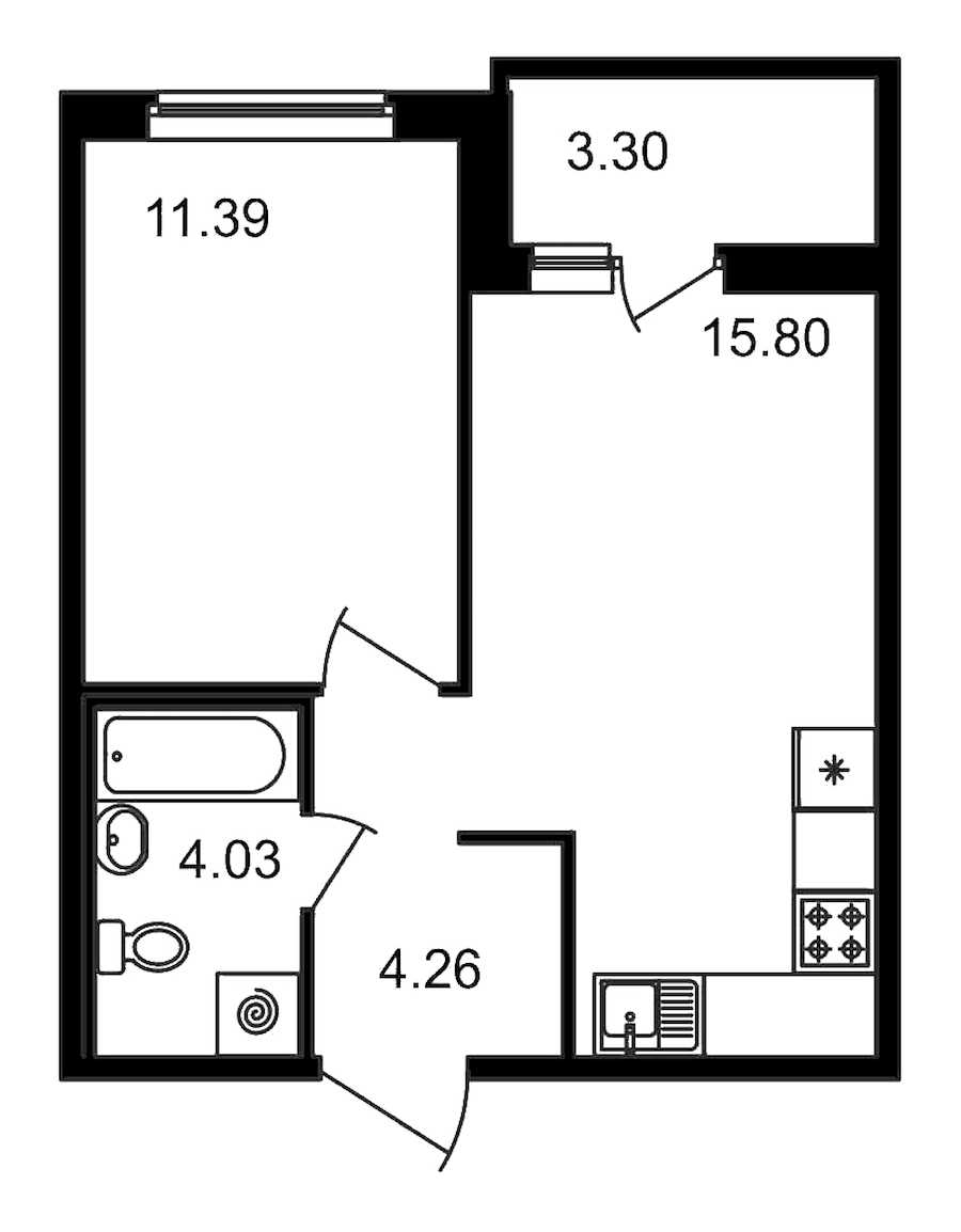 Однокомнатная квартира в ЦДС: площадь 38.78 м2 , этаж: 4 – купить в Санкт-Петербурге